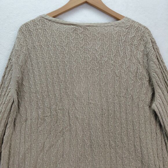 Talbots Womens Button Up Cable Knit Cardigan Sweater Size 2X Tan Pima Cotton - Picture 10 of 10